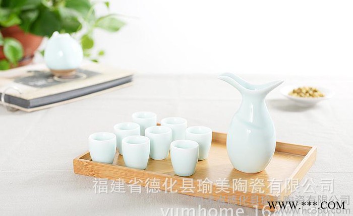 酒具套装,青瓷白酒杯,厂家 青瓷白酒杯 陶瓷酒具套装 一壶8杯酒具o图2