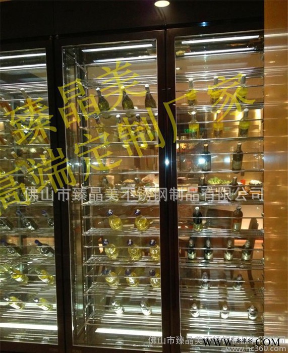 会所豪华镜面玫瑰金无指纹不锈钢酒柜隔断|葡萄酒红酒柜图3