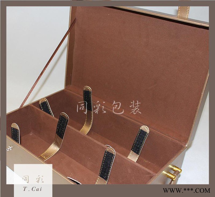 手提PU皮质红酒盒 葡萄酒包装盒 两支装 红酒礼盒定做图3