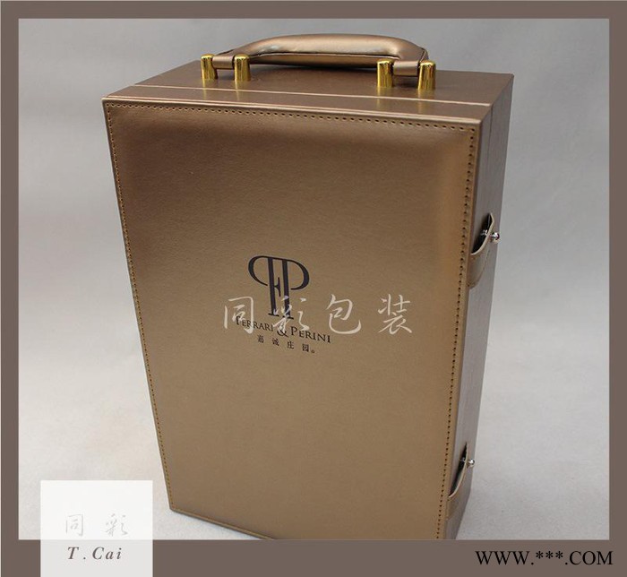 手提PU皮质红酒盒 葡萄酒包装盒 两支装 红酒礼盒定做图2