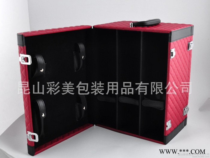 皮盒生产与定做六支装红酒盒  pu皮革葡萄酒箱  红酒盒图3
