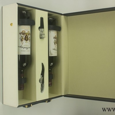 定制   新款  红酒盒 葡萄酒盒蓝白双支红酒礼盒包装盒皮盒