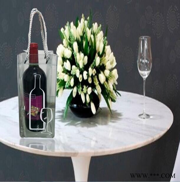 PVC袋  透明手提红酒袋 PVC透明礼品包装袋子 红酒礼袋 单支葡萄酒图1