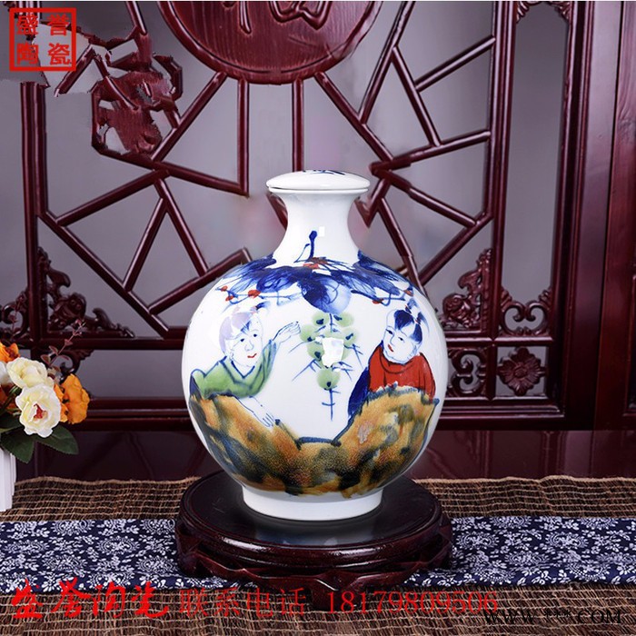 加厚陶瓷醒酒器套装红酒瓶 密封储酒器 雕花葡萄酒瓶分酒器图8