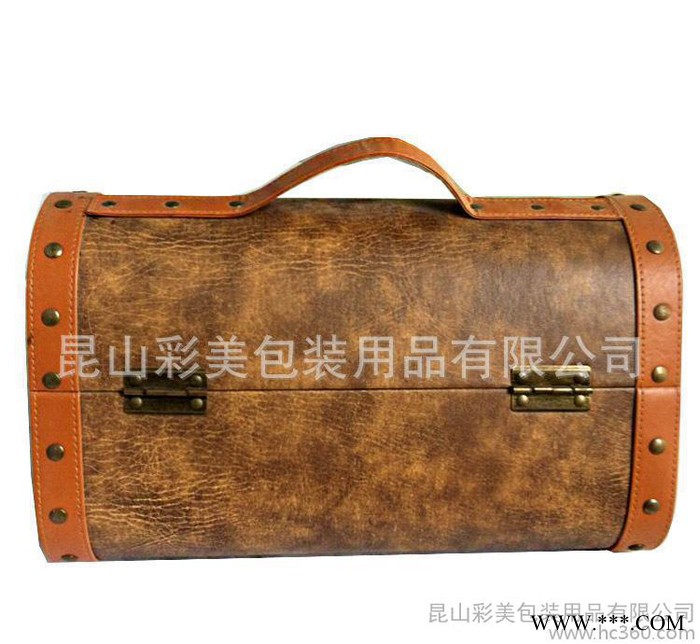 直销 双支皮质红酒盒 手提包装盒 葡萄酒包装盒 订制图2