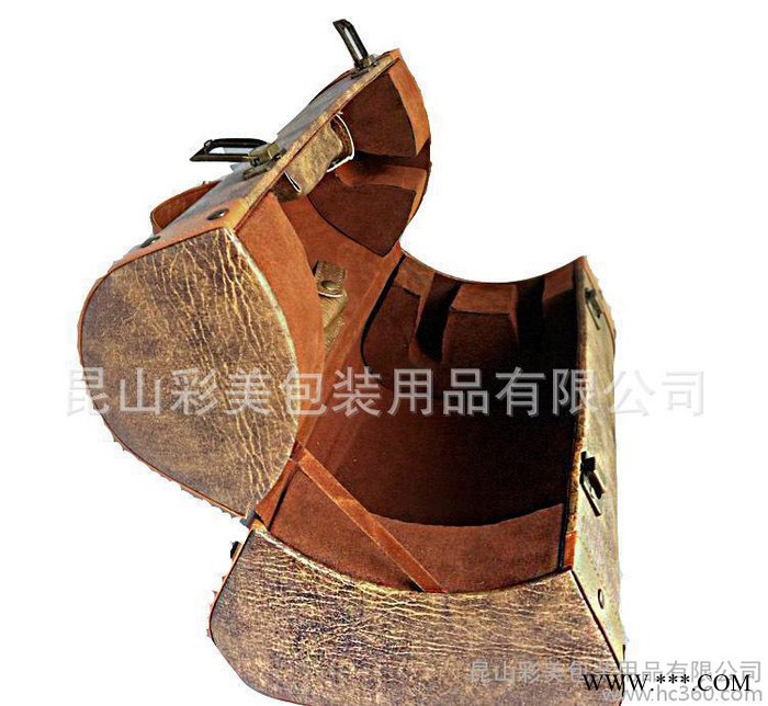 直销 双支皮质红酒盒 手提包装盒 葡萄酒包装盒 订制图3