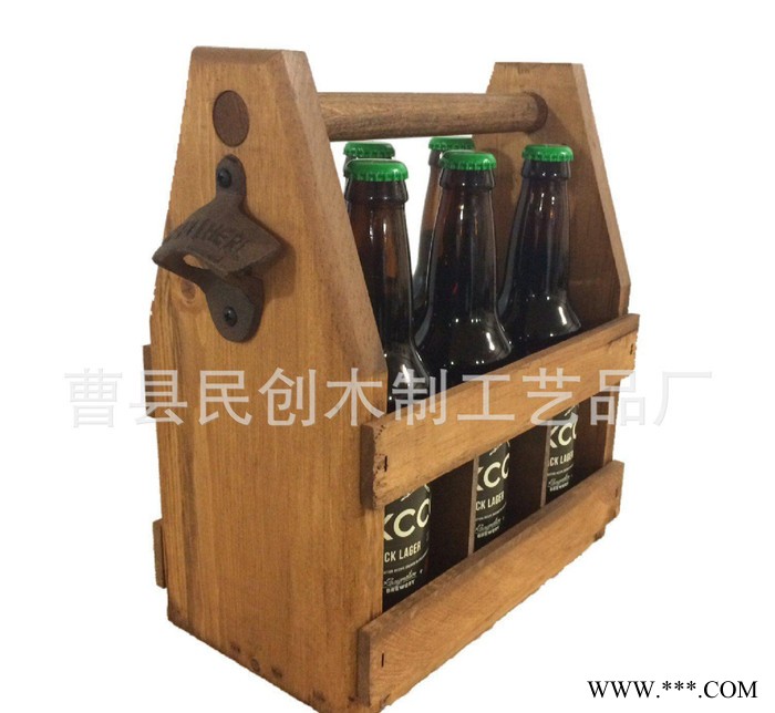 专业生产酒吧专用红酒架子 手提实木酒架 6瓶装创意酒架 葡萄酒架图2