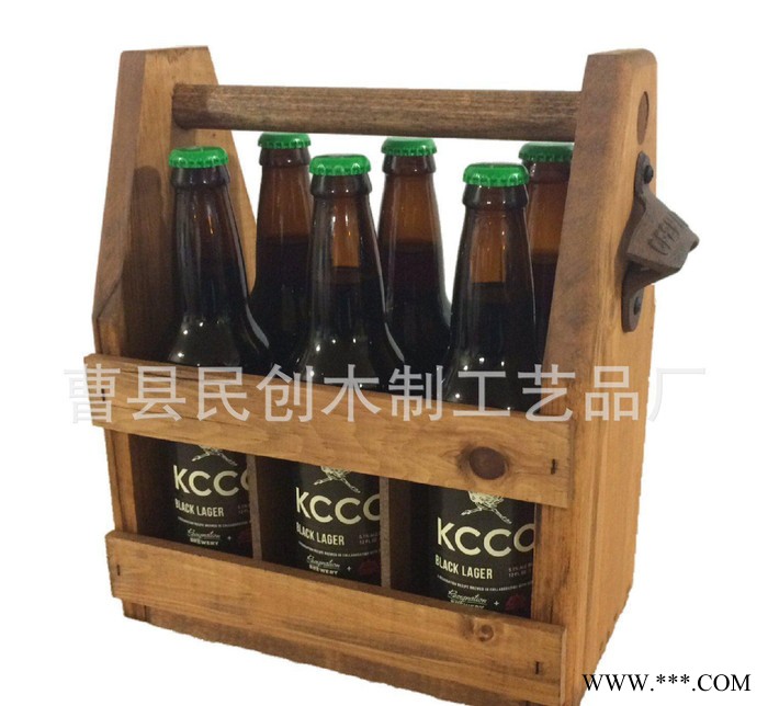 专业生产酒吧专用红酒架子 手提实木酒架 6瓶装创意酒架 葡萄酒架图3