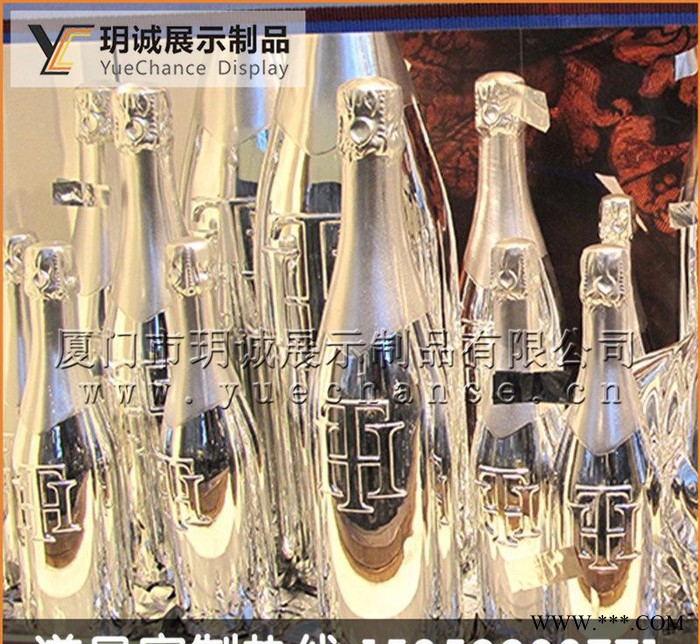 仿真酒瓶道具 电镀银色橱窗红酒瓶展示摆件 葡萄酒瓶展示图2