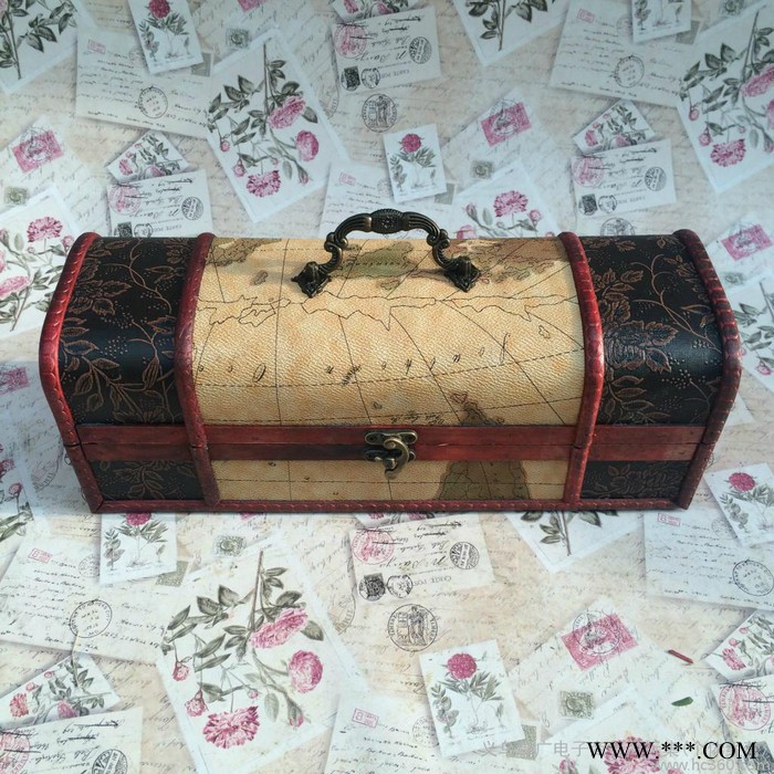 义乌仿古欧式复古红酒木盒 Wooden box 厂家批发 PU红酒木盒包装义乌  红酒包装盒 双支装 红酒箱 葡萄酒礼图3