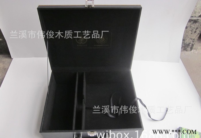 【伟俊】白酒包装盒定做 纯色复古红色通用包装皮盒 酒盒礼品盒图3