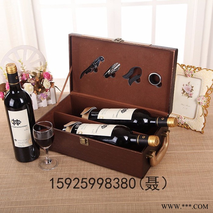 卓杰 双支皮盒红酒盒子双支皮盒现货葡萄酒盒礼盒包装盒特价单支皮盒六支纸盒图5