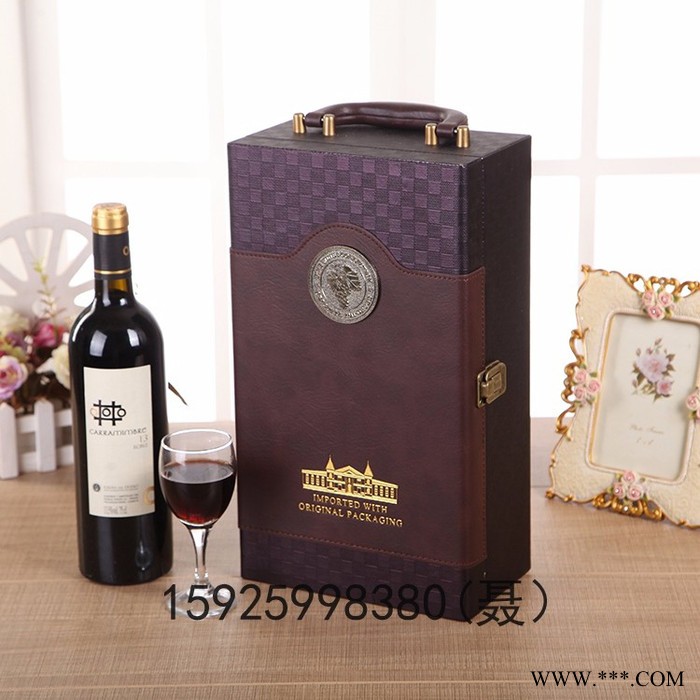 卓杰 双支皮盒红酒盒子双支皮盒现货葡萄酒盒礼盒包装盒特价单支皮盒六支纸盒图6