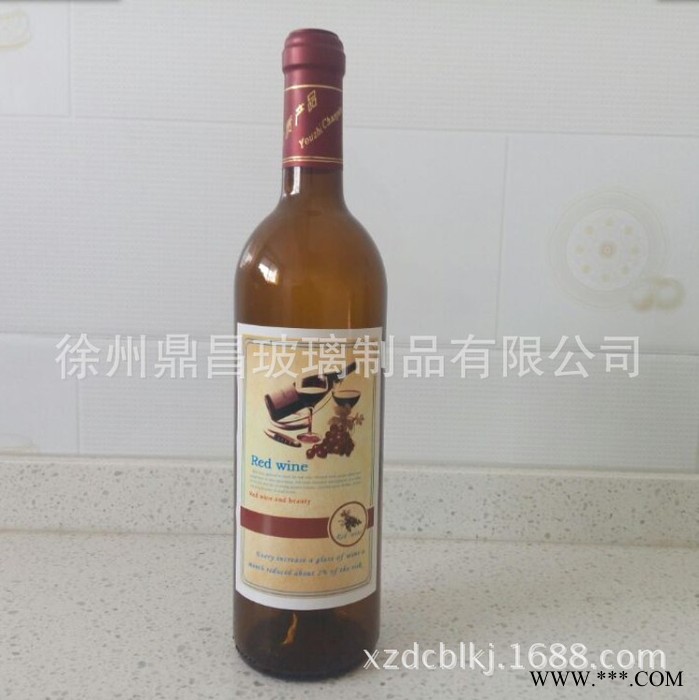 750毫升直身棕色葡萄酒瓶玻璃 密封红酒瓶空瓶含木塞胶帽直销图2