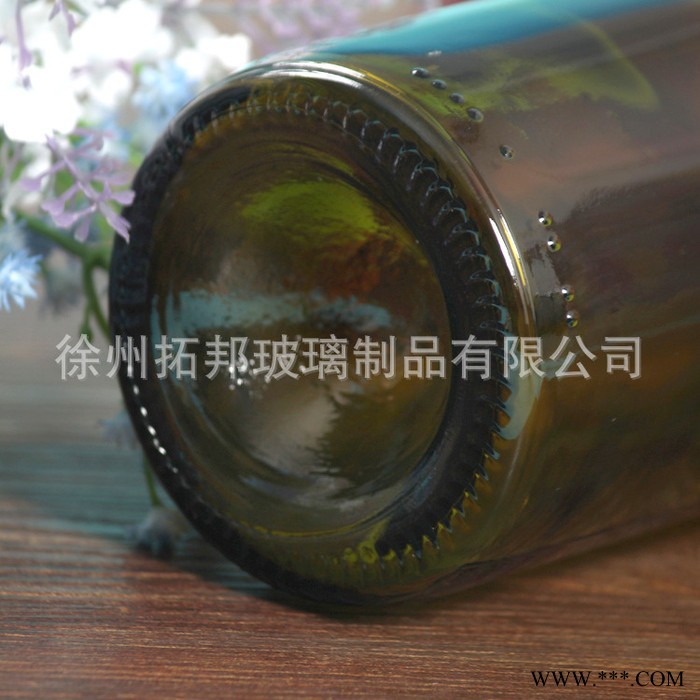 圆形红酒玻璃瓶茶色葡萄酒玻璃瓶500ml750ml分装酒瓶直销图2