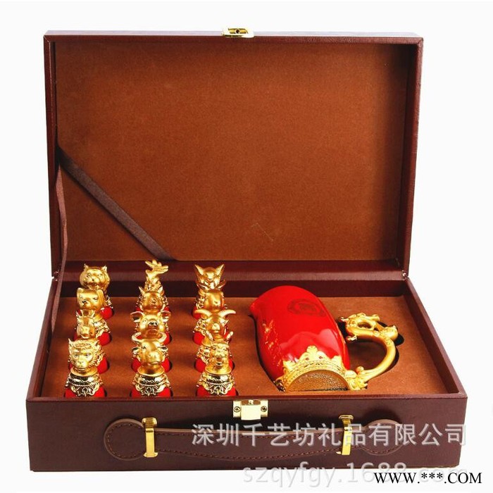 千艺坊12十二生肖 创意酒具陶骨瓷一口杯家用白酒烈酒盅套装图2