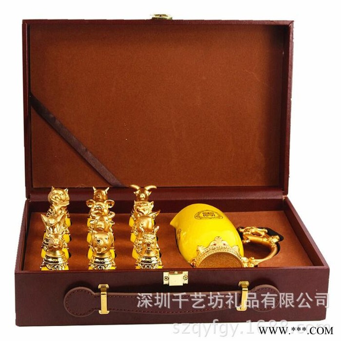 千艺坊12十二生肖 创意酒具陶骨瓷一口杯家用白酒烈酒盅套装图5