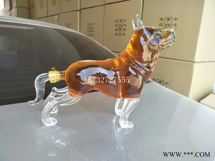 河间华企生产生肖狗酒瓶动物狗狗造型酒瓶异形狗白酒瓶创意狗玻璃酒瓶图5