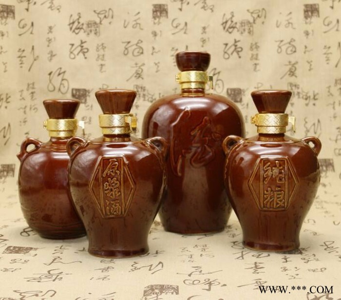 陶瓷酒瓶白酒瓶3斤 外观简单 土陶拉扣酒字瓶 成都厂家定制批发图2