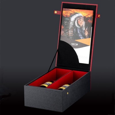 芯锐轻奢皮盒新款双支红酒包装皮盒定制通用葡萄酒礼品包装皮盒