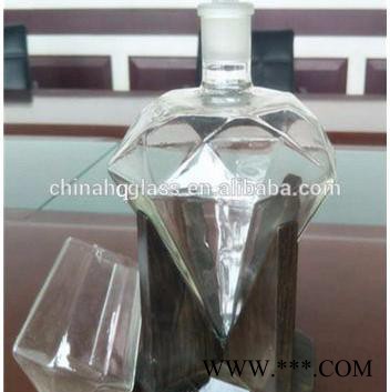 河间华企钻石酒瓶玻璃瓶手工艺玻璃酒瓶创意白酒瓶吹制异形玻璃酒瓶图2