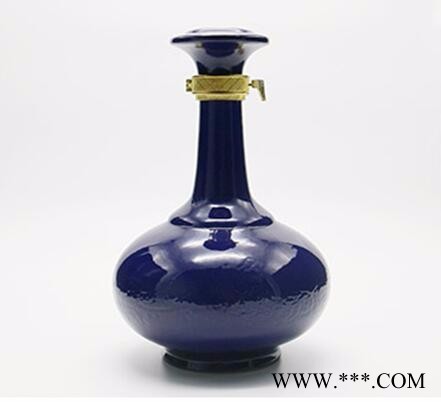 华沃陶瓶非景德镇陶瓷酒瓶3斤装 宝石蓝陶瓷瓶1500ml 高端定制白酒瓶厂家图4