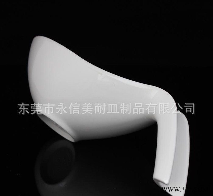 A5瓷白酒店用品餐具 密胺碗 美耐皿把手碗 可按要求订制店标图2