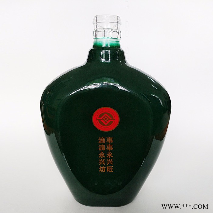亨泰 绿色喷涂瓶郓城玻璃瓶厂供应军壶玻璃白酒瓶500ml绿色喷涂密封酒水瓶图2