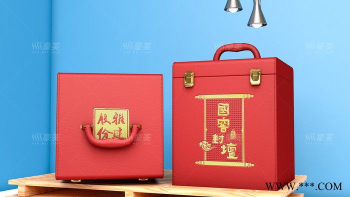 豪美 包装礼盒定制酒类礼盒包装小酒礼盒手提皮盒批发手工白酒空盒订制图2