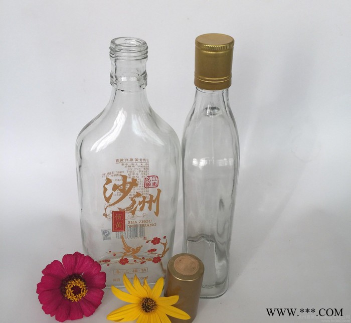 【】扁形500ML铝盖黄酒瓶 劲酒玻璃瓶 保健酒瓶 白酒瓶图3