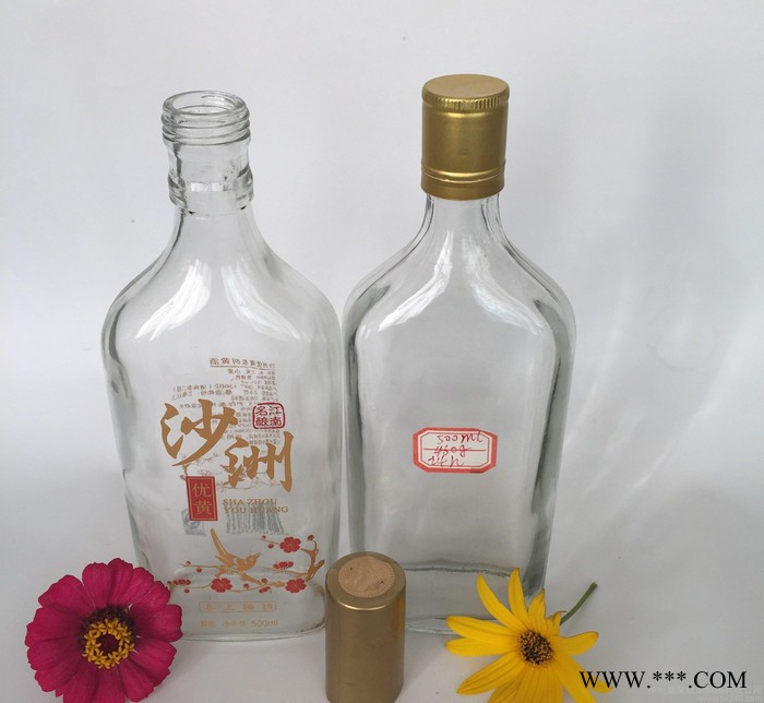 【】扁形500ML铝盖黄酒瓶 劲酒玻璃瓶 保健酒瓶 白酒瓶图2