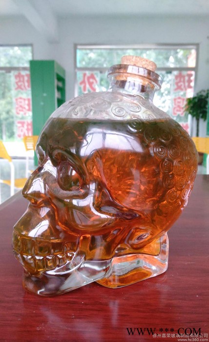 直销创意750ML玻璃红酒瓶白酒瓶骷喽头酒瓶量大从优含木塞盖图2