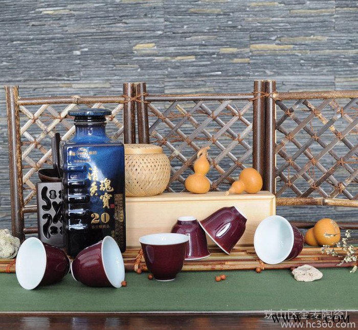 ,景德镇郎红陶瓷酒杯创意工艺品zakka喝酒酒瓶酒具白酒杯金麦陶瓷图2