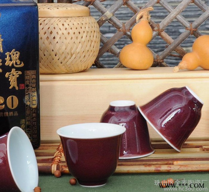 ,景德镇郎红陶瓷酒杯创意工艺品zakka喝酒酒瓶酒具白酒杯金麦陶瓷图3