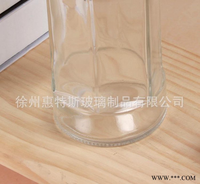 包邮450ml六棱玻璃酒瓶 玻璃药酒瓶空酒瓶自酿白酒瓶配盖图2