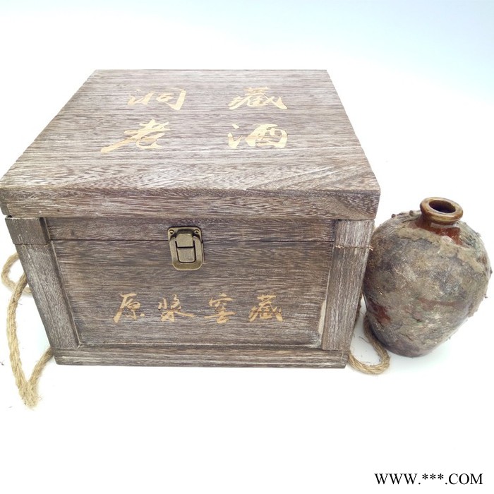 现货洞藏老酒木制包装盒白酒木盒四瓶装原浆包装坛子酒木盒 老酒包装盒图5