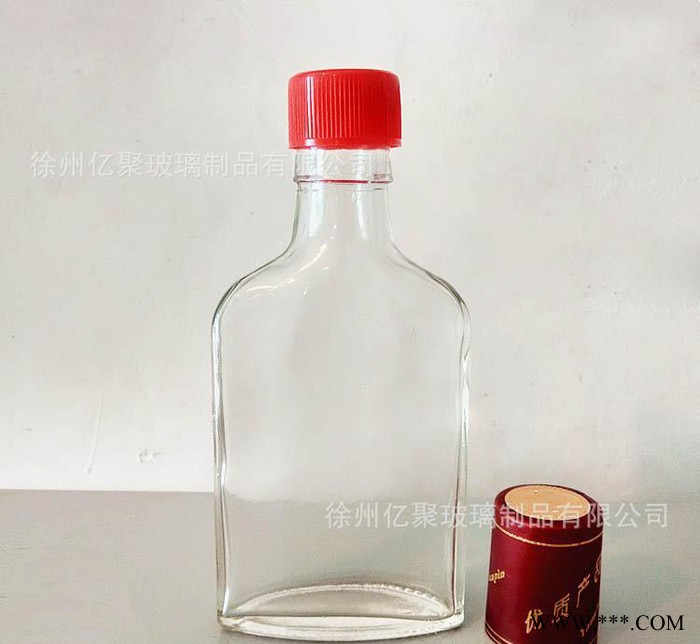 125ml劲酒瓶透明250ml白酒瓶玻璃瓶子扁保健酒瓶500ml带盖小酒瓶图3
