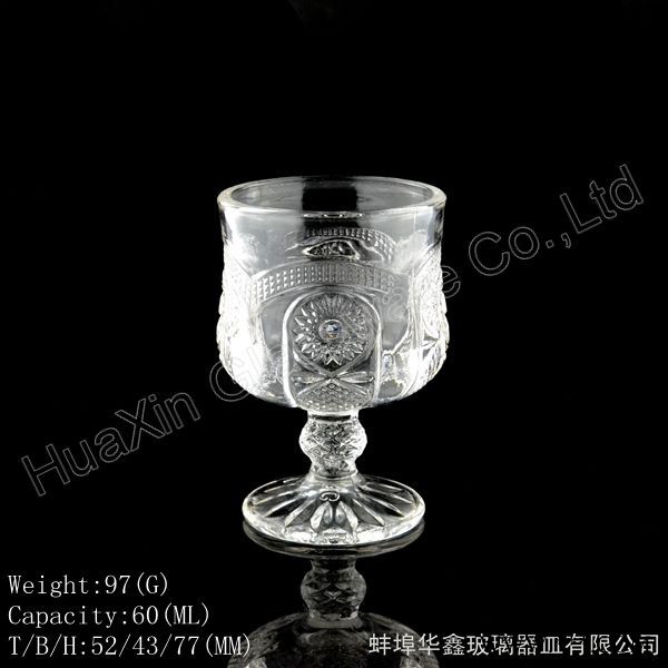 供应华鑫创意浮雕小酒杯|个性玻璃白酒杯 高脚小果汁杯 洋酒杯可混批图2