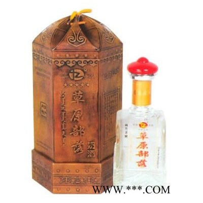 52°精致仿皮六角草原部落奶酒500ml