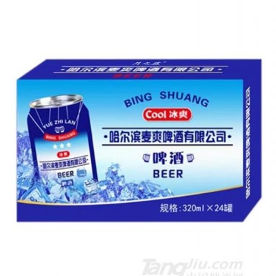 哈尔滨麦爽冰爽啤酒320ml×24罐