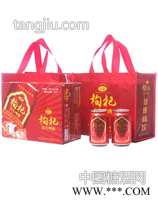 山晨枸杞养生啤酒易拉罐（红罐）礼盒图1