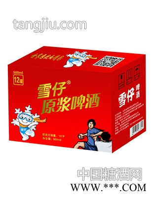 雪仔原浆啤酒红色装箱500mlx12罐图1