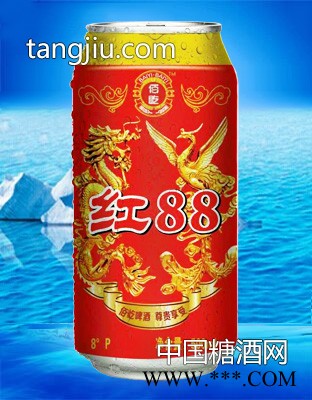 佰屹红88啤酒8度320ml罐装图1