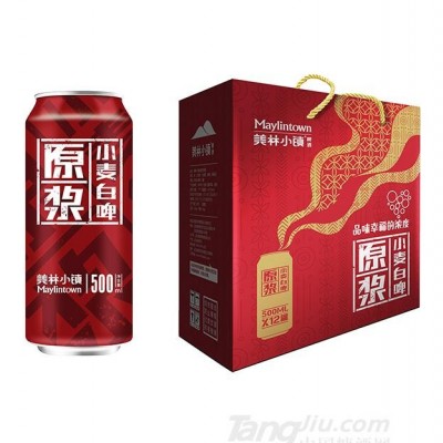 美林小镇11度原浆白啤500ml 12罐