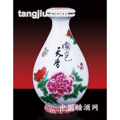 国色天香陶瓷酒瓶