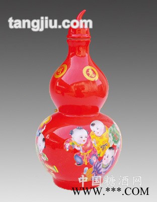 中国红景德镇陶瓷酒瓶14图1