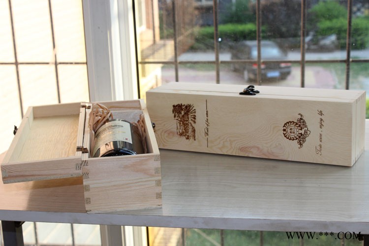 2014年劲双瓶装木质酒盒子现货通用logo 双只手提