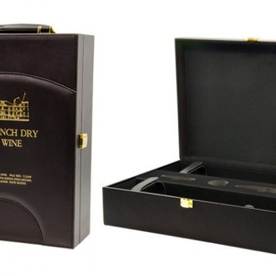 红酒皮盒皮箱皮礼品盒包装定做,红酒皮质礼盒