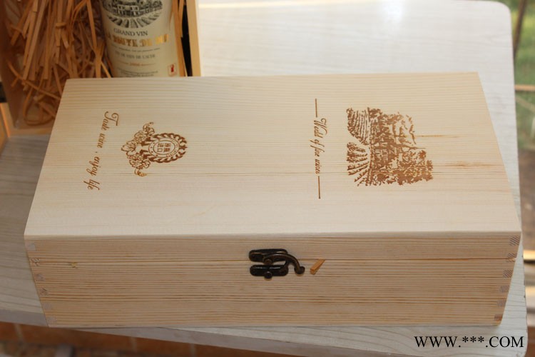 济南双只翻盖新款红酒木盒子 厂家直销 葡萄酒手提酒盒