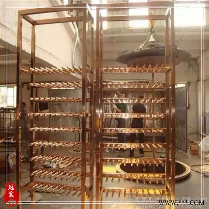 不锈钢红酒柜 落地红酒展示柜 红酒杯挂架酒柜酒架图3